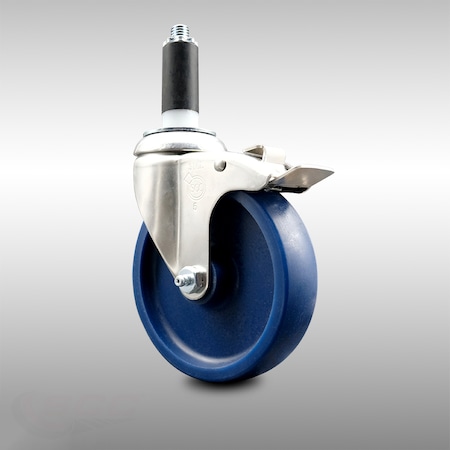 Service Caster 5 Inch 316SS Solid Poly Swivel 1-1/8 Inch Expanding Stem Caster Lock Brake SCC SCC-SS316TTLEX20S514-SPUS-118